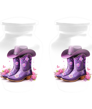 Personalized Cowgirl Cremation Urn for Mom | Purple Cowboy Boots Memorial Urn for Human Ashes