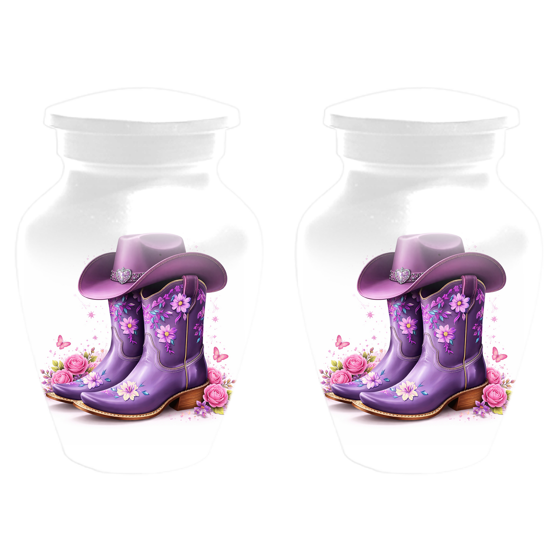 Personalized Cowgirl Cremation Urn for Mom | Purple Cowboy Boots Memorial Urn for Human Ashes