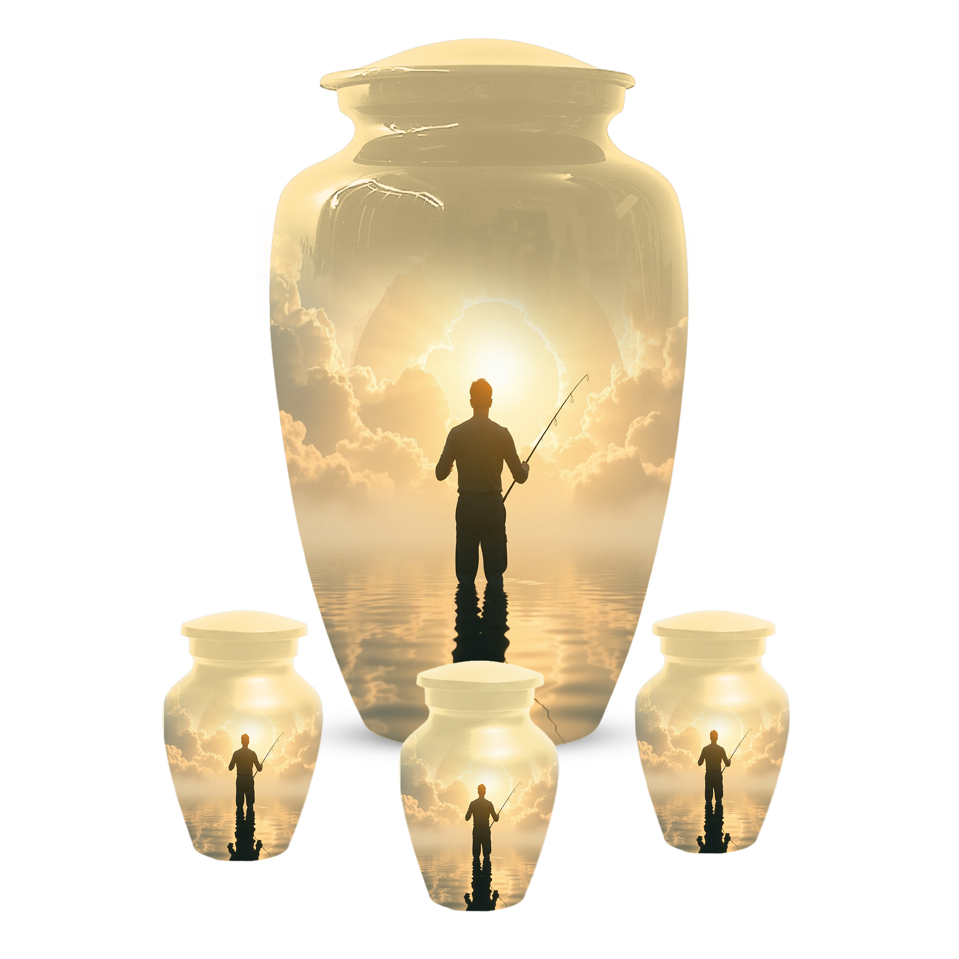Gone Fishing in Heaven Urn For Dad - Fisherman Cremation Urn For Male Ashes
