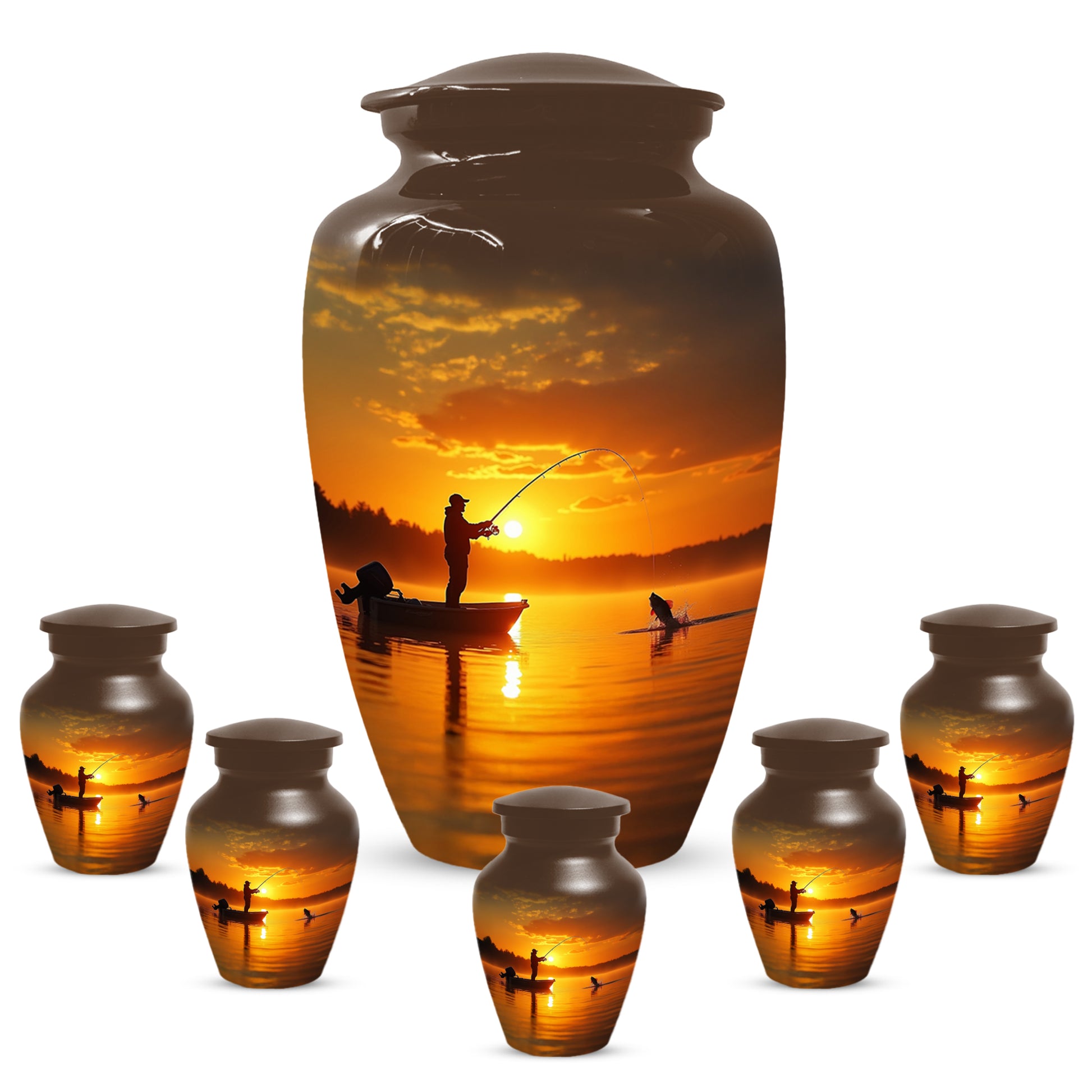 Fishing Urn for Human Ashes | Gone Fishing Cremation Urn for Dad
