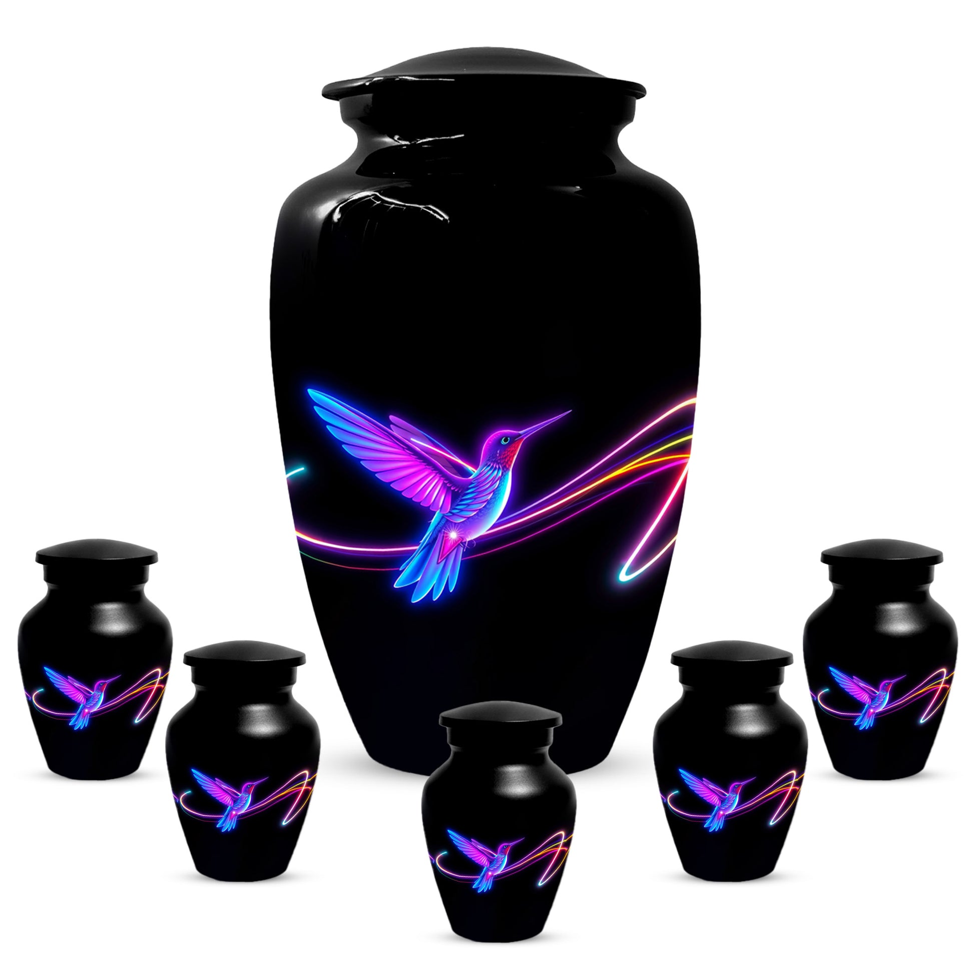 Personalized Neon Hummingbird Urn for Ashes – Modern Custom Adult Cremation Urn,