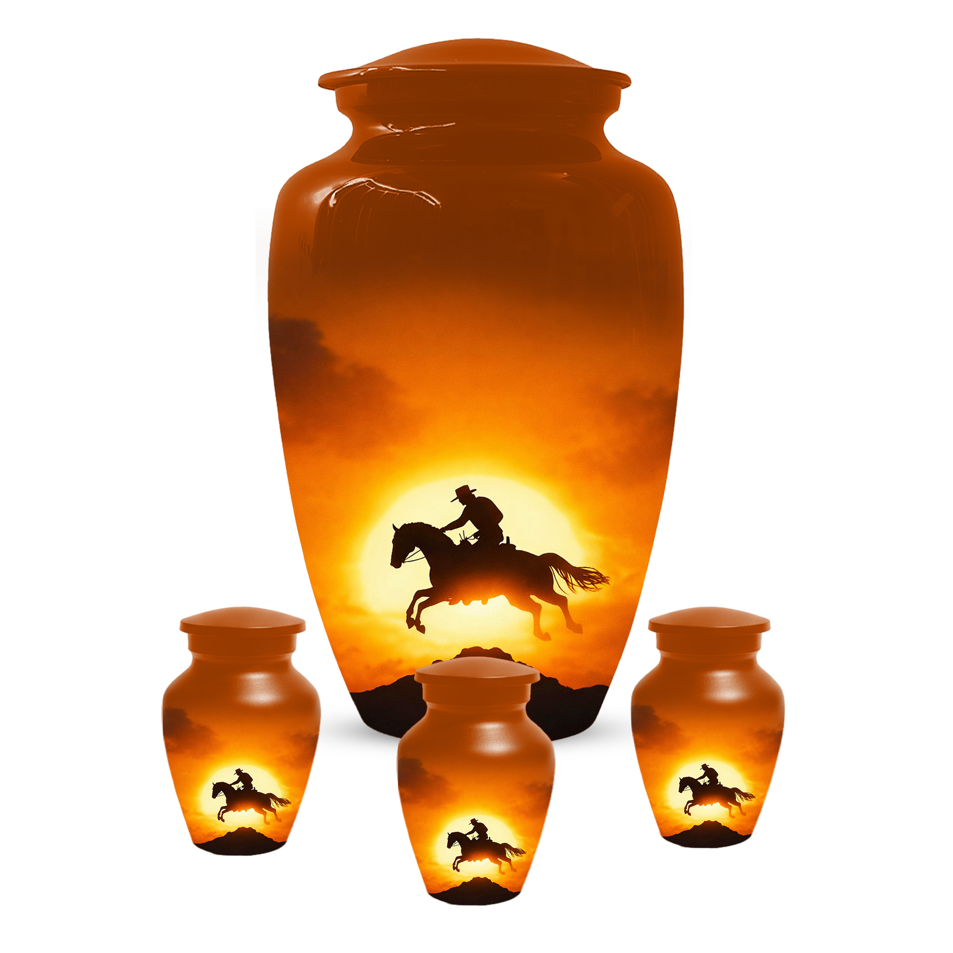 Western Cowboy Cremation Urn for Dad | Horse Memorial Urn for Human Ashes