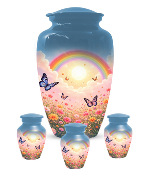Rainbow Butterfly Urn for Ashes, Custom Memorial Cremation Urn