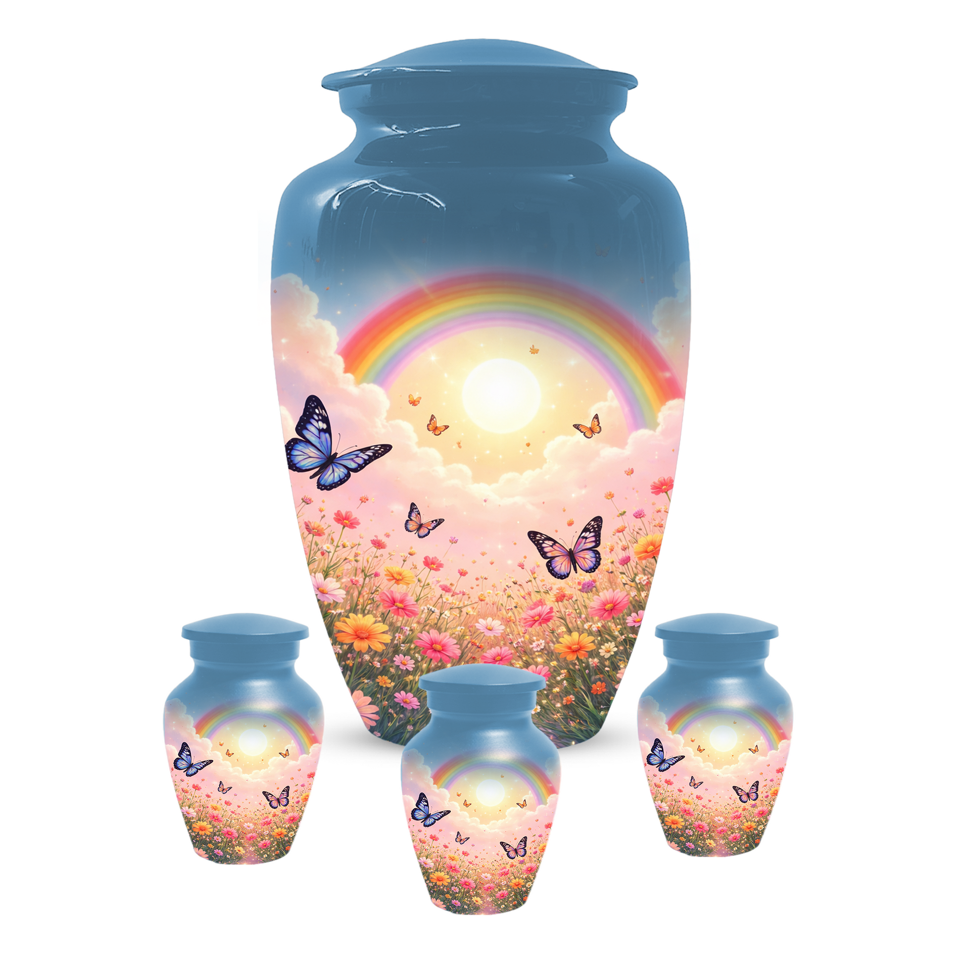 Rainbow Butterfly Urn for Ashes, Custom Memorial Cremation Urn