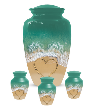 Beach Urn for Ashes, Custom Ocean Cremation Urn, Heart in Sand Memorial Urn