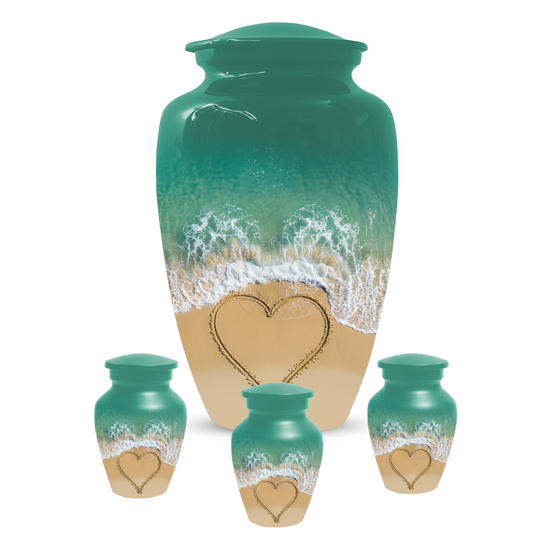 Beach Urn for Ashes, Custom Ocean Cremation Urn, Heart in Sand Memorial Urn