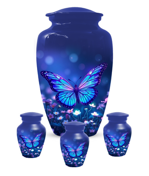 Blue Butterfly Urn for Ashes, Custom Butterfly Cremation Urn