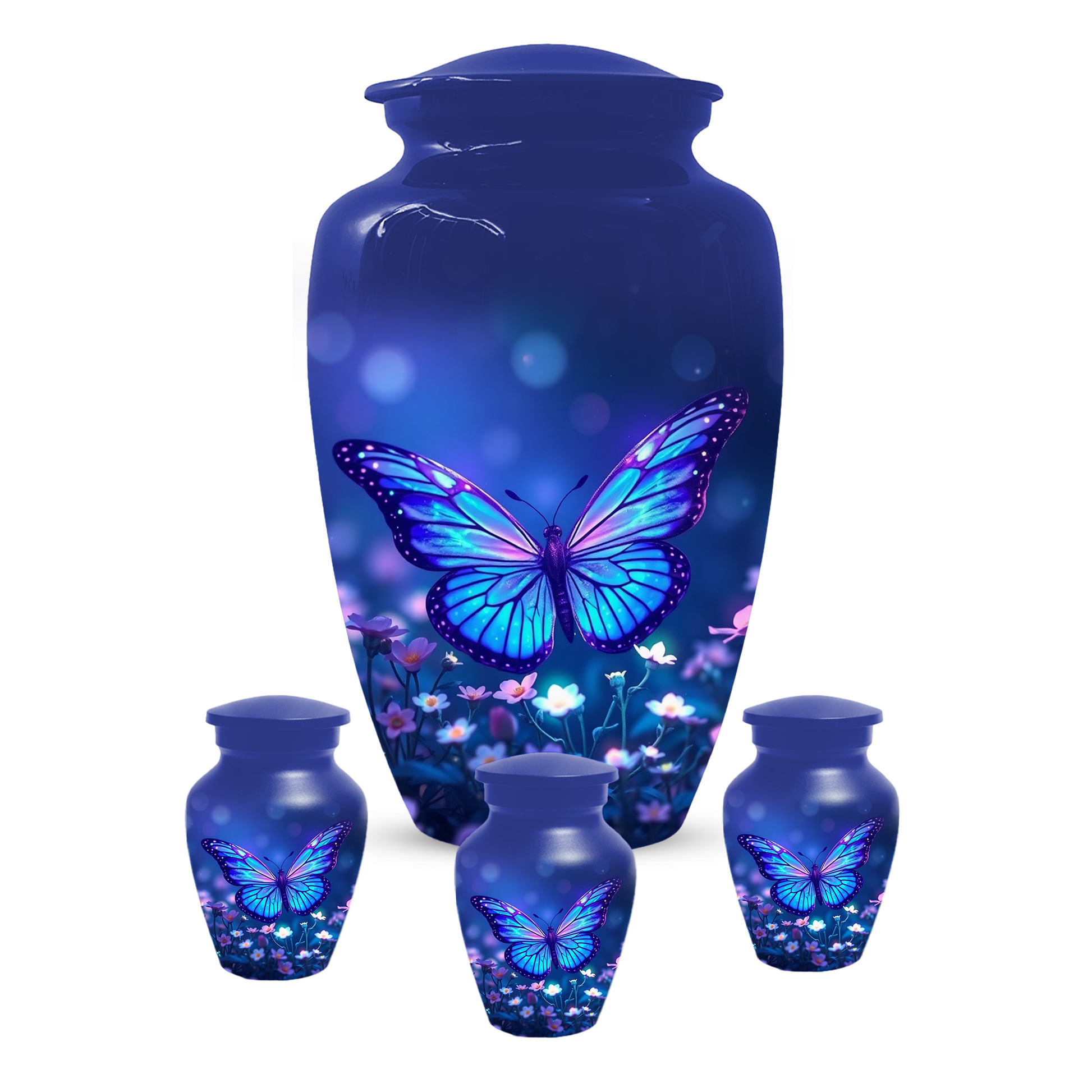 Blue Butterfly Urn for Ashes, Custom Butterfly Cremation Urn