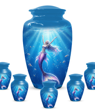 Ocean Mermaid Urn for Mom – Personalized  Memorial Urns for Female