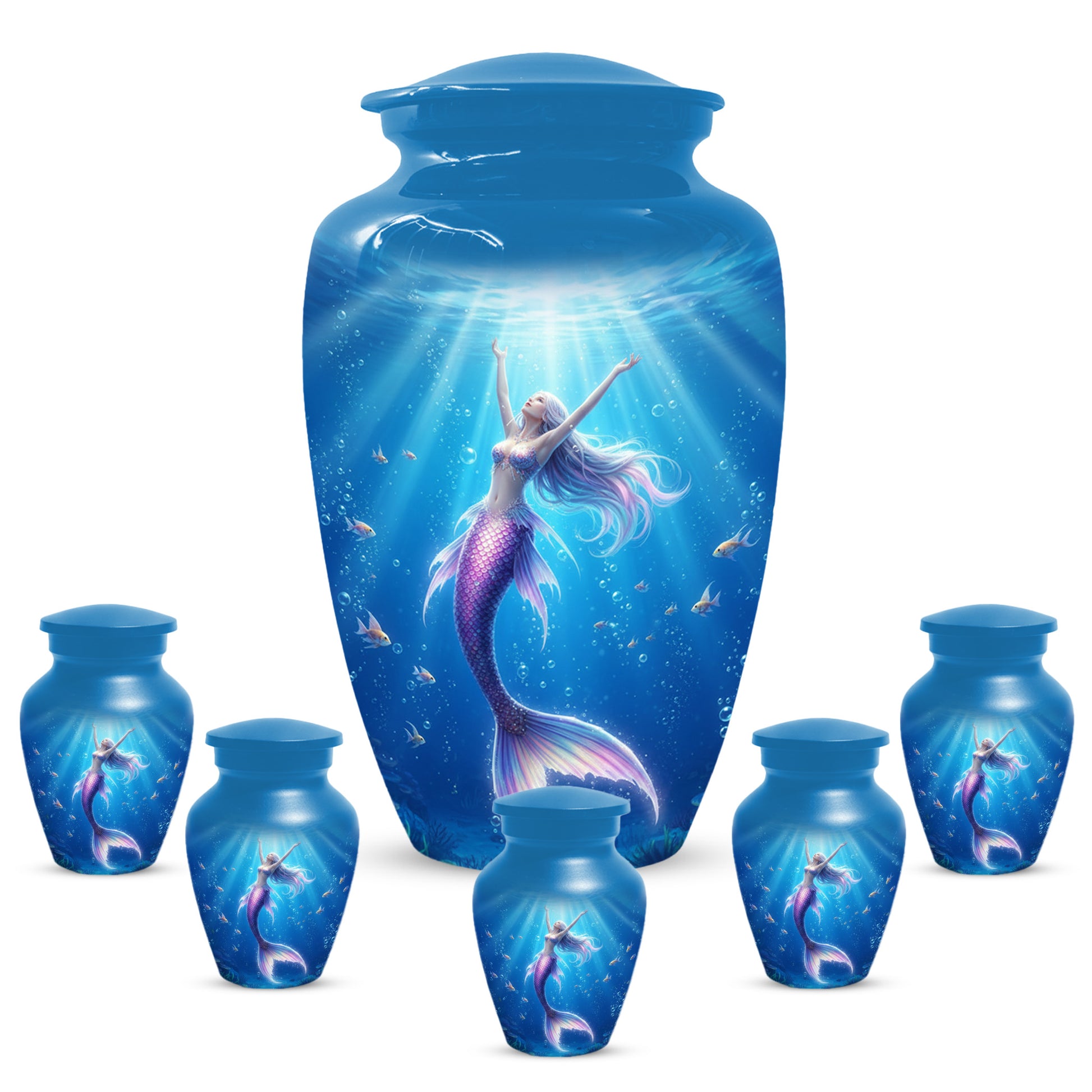 Ocean Mermaid Urn for Mom – Personalized  Memorial Urns for Female