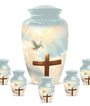 Christian Cross Cremation Urn for Mom – Dove Memorial Urn for Ashes