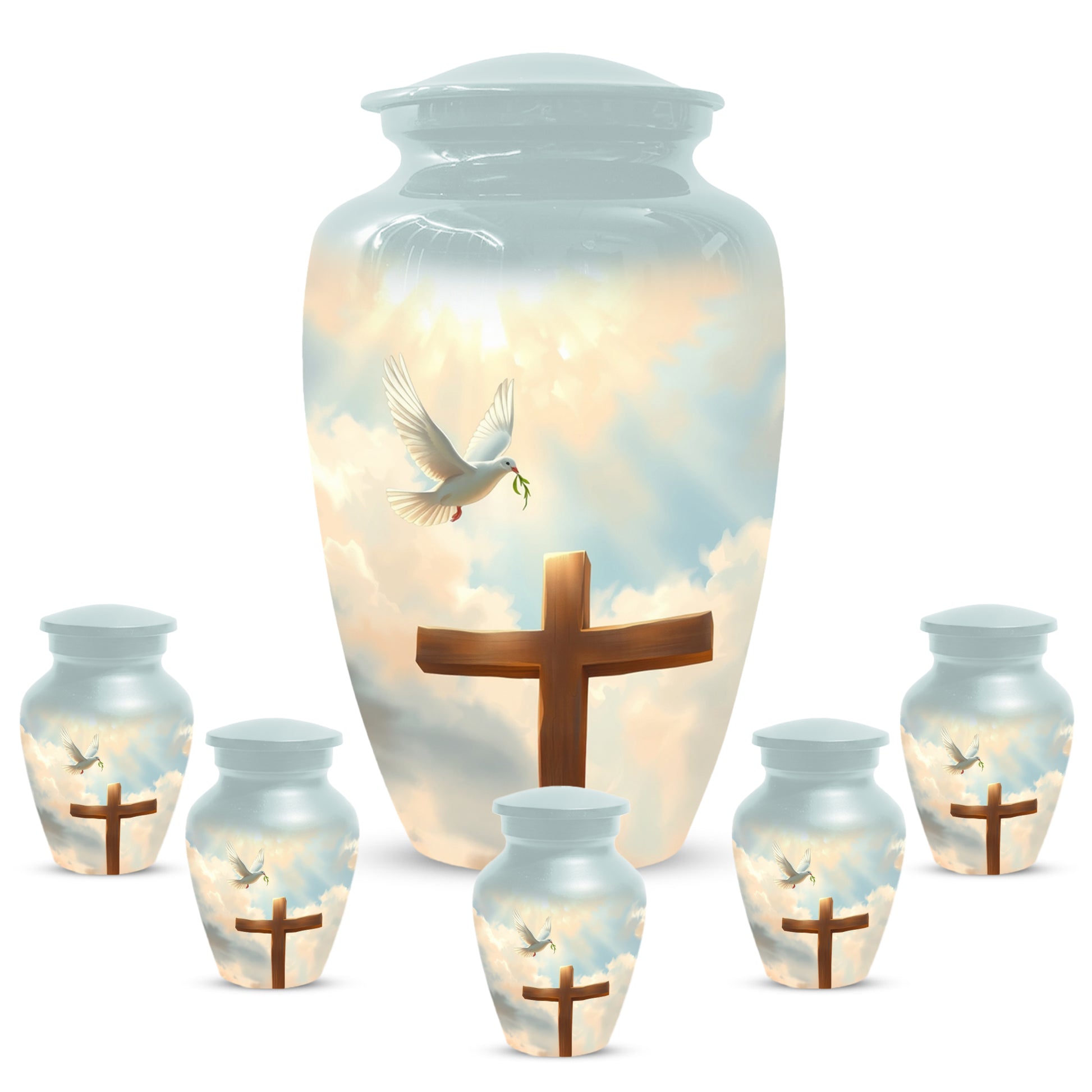 Christian Cross Cremation Urn for Mom – Dove Memorial Urn for Ashes