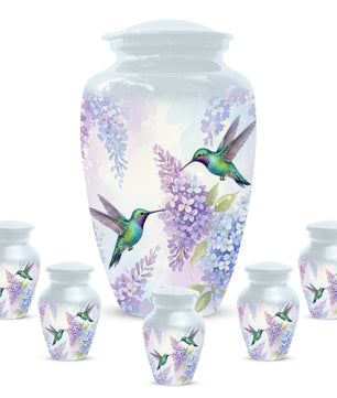 Hummingbird Floral Adult Urn for Human Ashes | Personalized Adult Cremation Urn