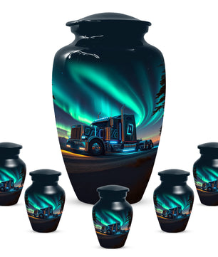 Semi Truck Cremation Urn for Ashes - Personalized Trucker Memorial for Dad | Big Rig Funeral Urns for Adult Male