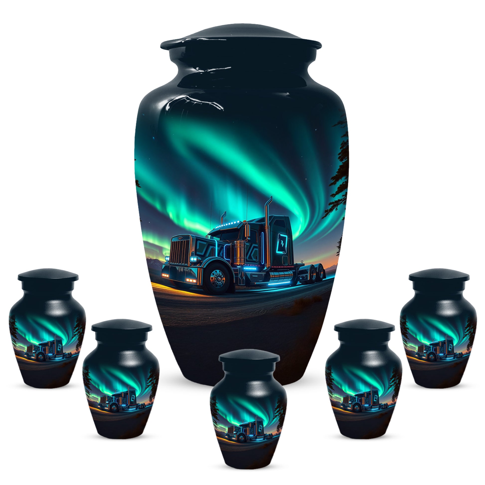 Semi Truck Cremation Urn for Ashes - Personalized Trucker Memorial for Dad | Big Rig Funeral Urns for Adult Male