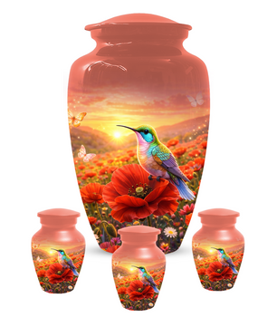 Hummingbird Urn for Ashes, Custom Cremation Urn for Mom, Floral Memorial Urn for Women,
