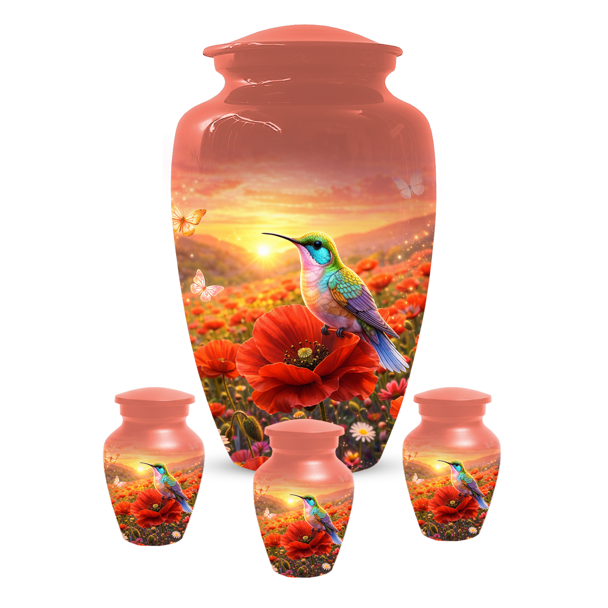 Hummingbird Urn for Ashes, Custom Cremation Urn for Mom, Floral Memorial Urn for Women,