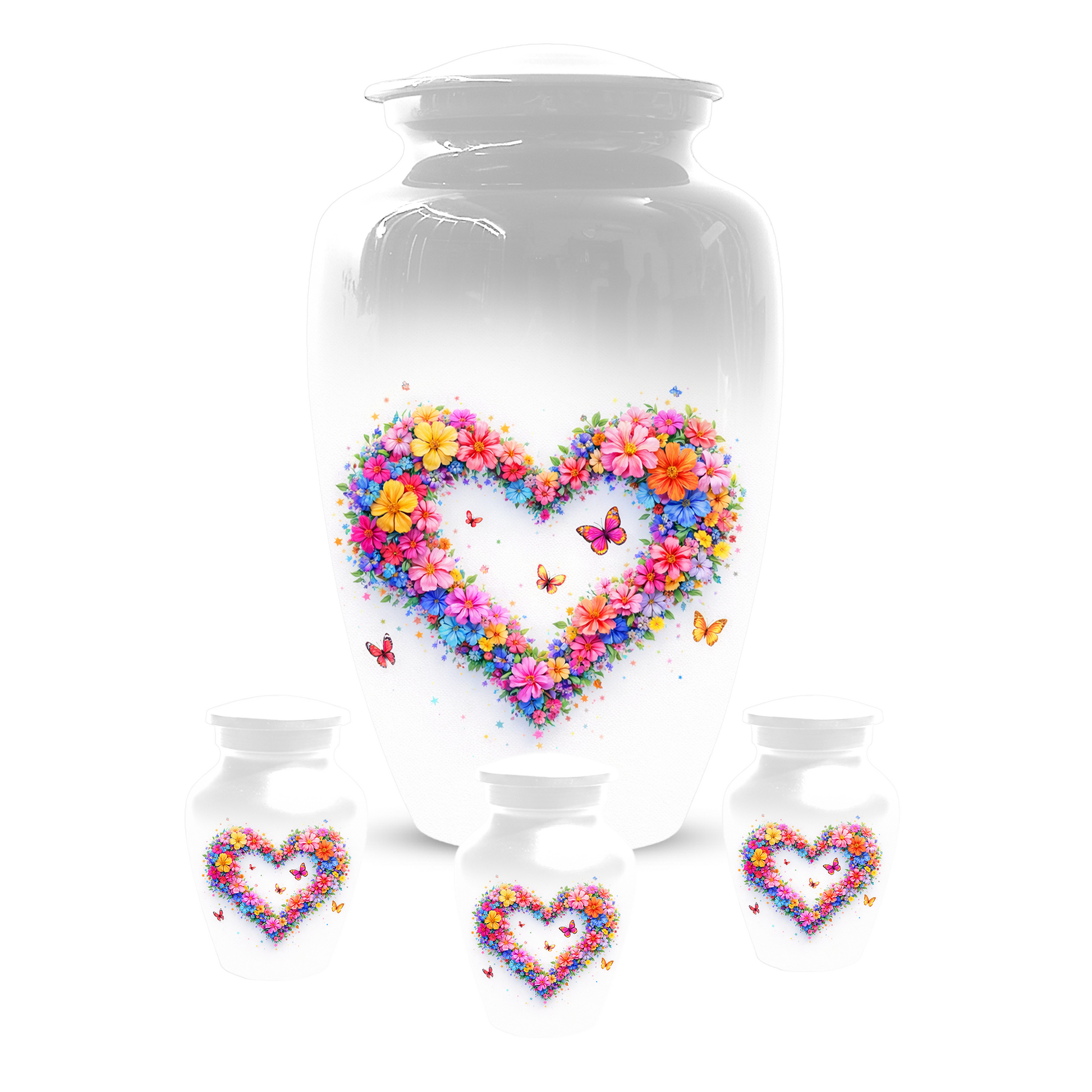 Butterfly Heart Urn for Ashes, Custom Floral Cremation Urn for Mom