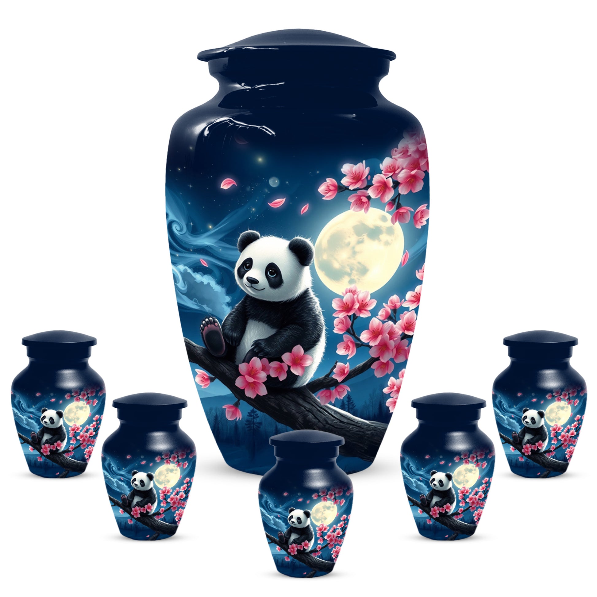 Panda Moon Urn for Ashes - Personalized Cherry Blossom Memorial for Mom | Cremation Urns for Mother