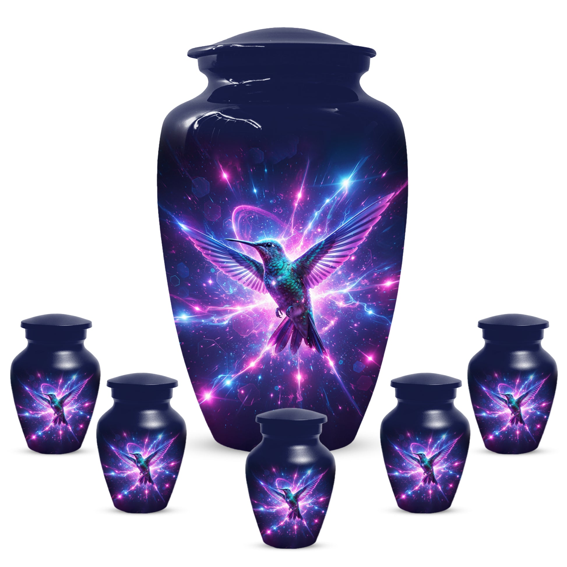 Humming Bird with Blue Urn for Human Ashes | Blue Hummingbird Adult Cremation Urn