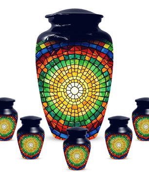 Stained Glass Memorial Urn for Ashes – Custom Rainbow Mosaic Cremation Urn for Mom& Dad - Women & Men,