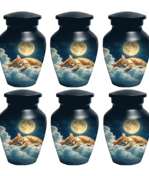 Cat Memorial Urn for Mom | Moon Cat Cremation  Large Urn for Ashes- Funeral Keepsake Urn