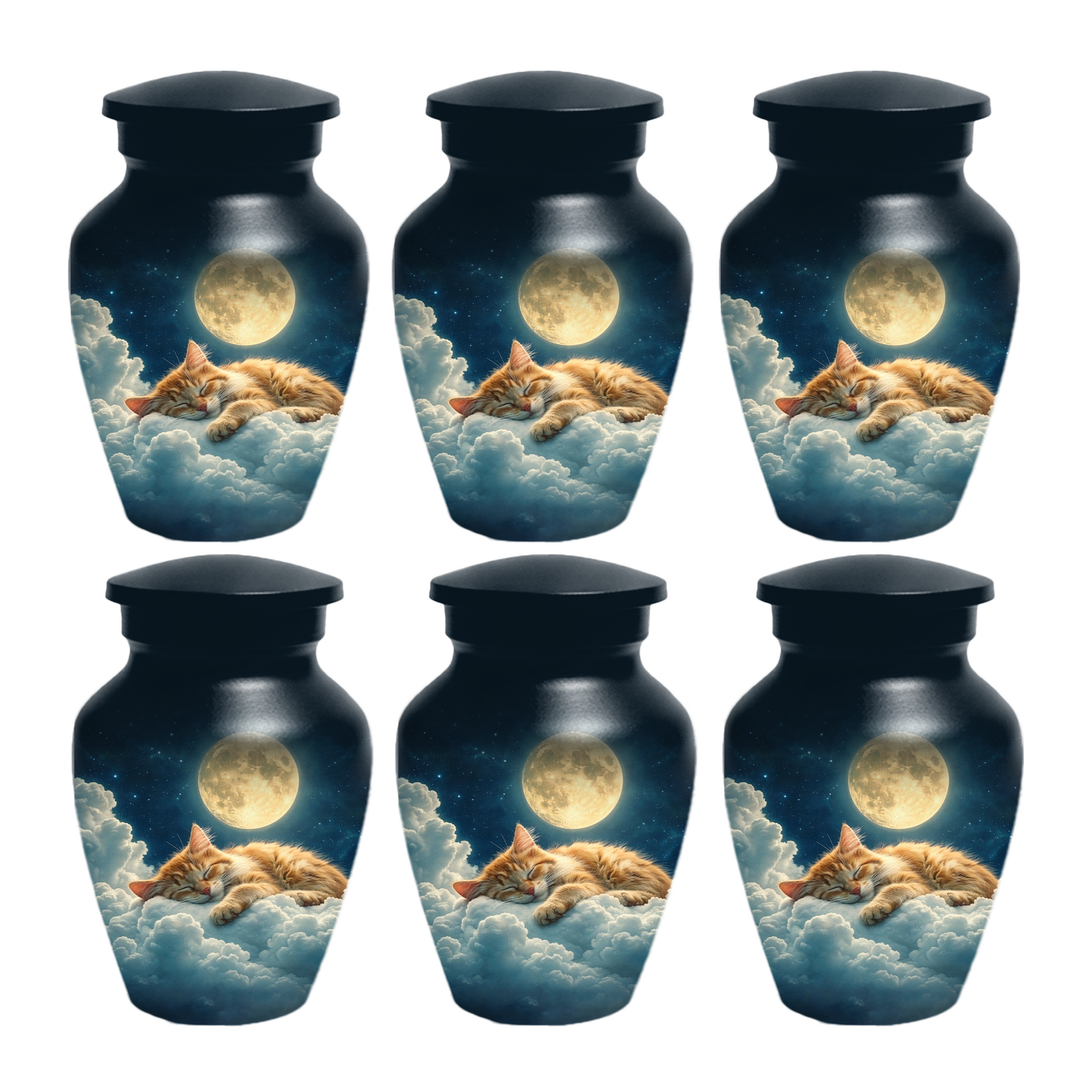 Cat Memorial Urn for Mom | Moon Cat Cremation  Large Urn for Ashes- Funeral Keepsake Urn