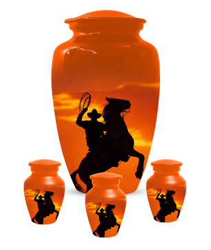 Personalized Cowboy Urn for Ashes | Western Horse Cremation Urn for Dad