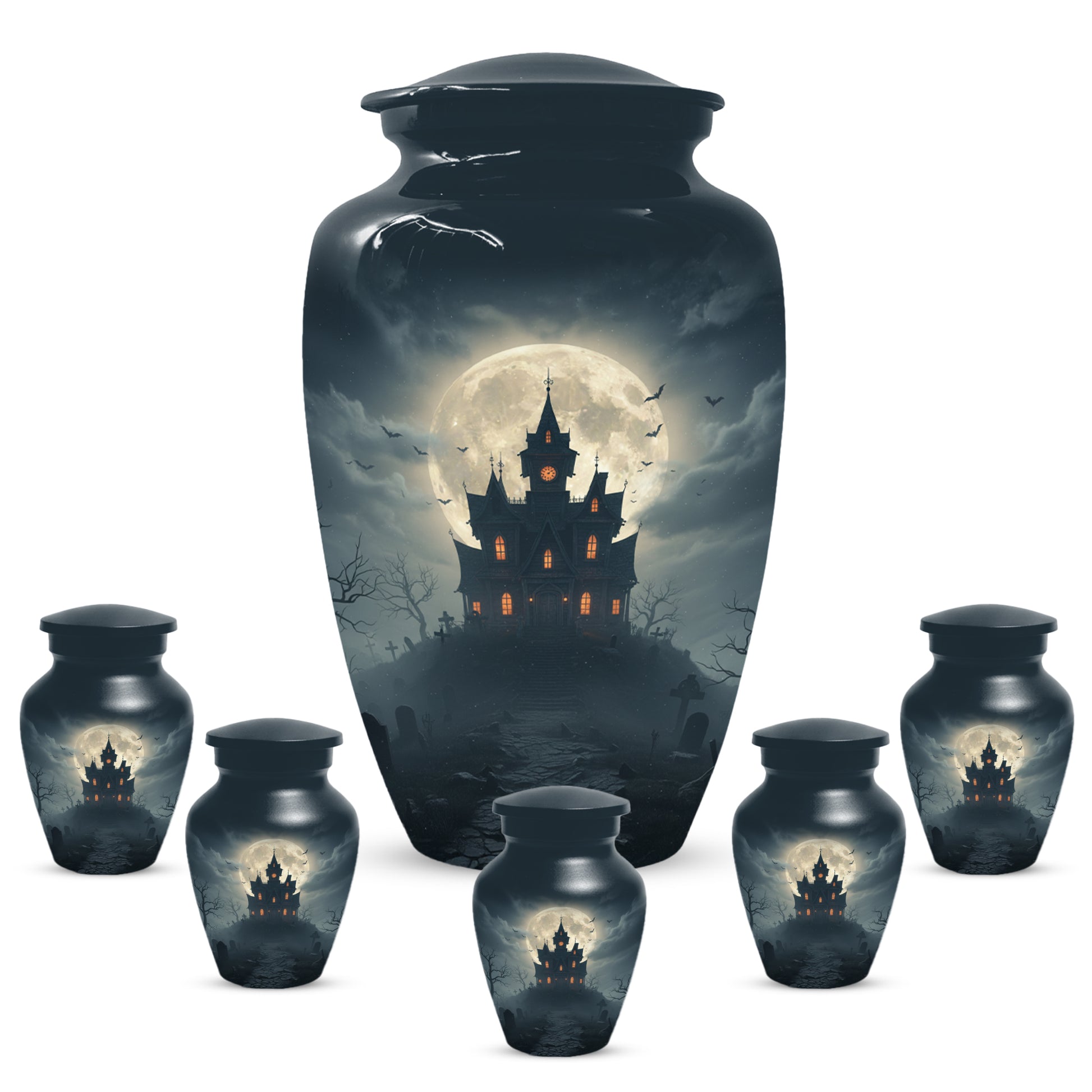Gothic Haunted House Adult Urn for Human Ashes | Halloween Memorial Adult Cremation Urn for Ashes