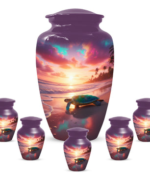 Sea Turtle Urn for Human Ashes | Beach Themed Adult Cremation Urn, Ocean Memorial Urn