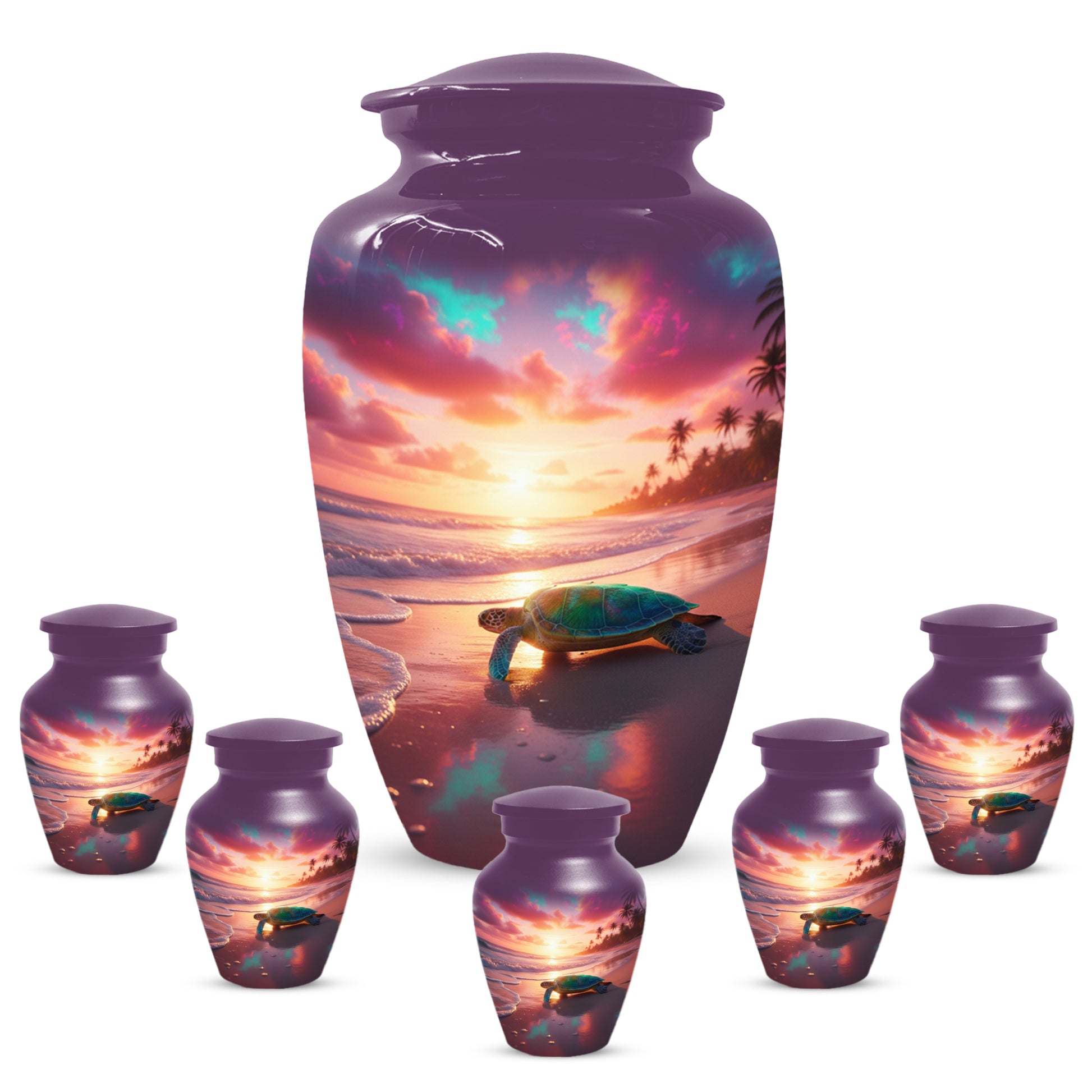 Sea Turtle Urn for Human Ashes | Beach Themed Adult Cremation Urn, Ocean Memorial Urn