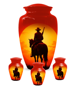 Cowboy Urn for Ashes | Western Horse Cremation Urn for Dad | Custom Funeral Cremation Urn for Men
