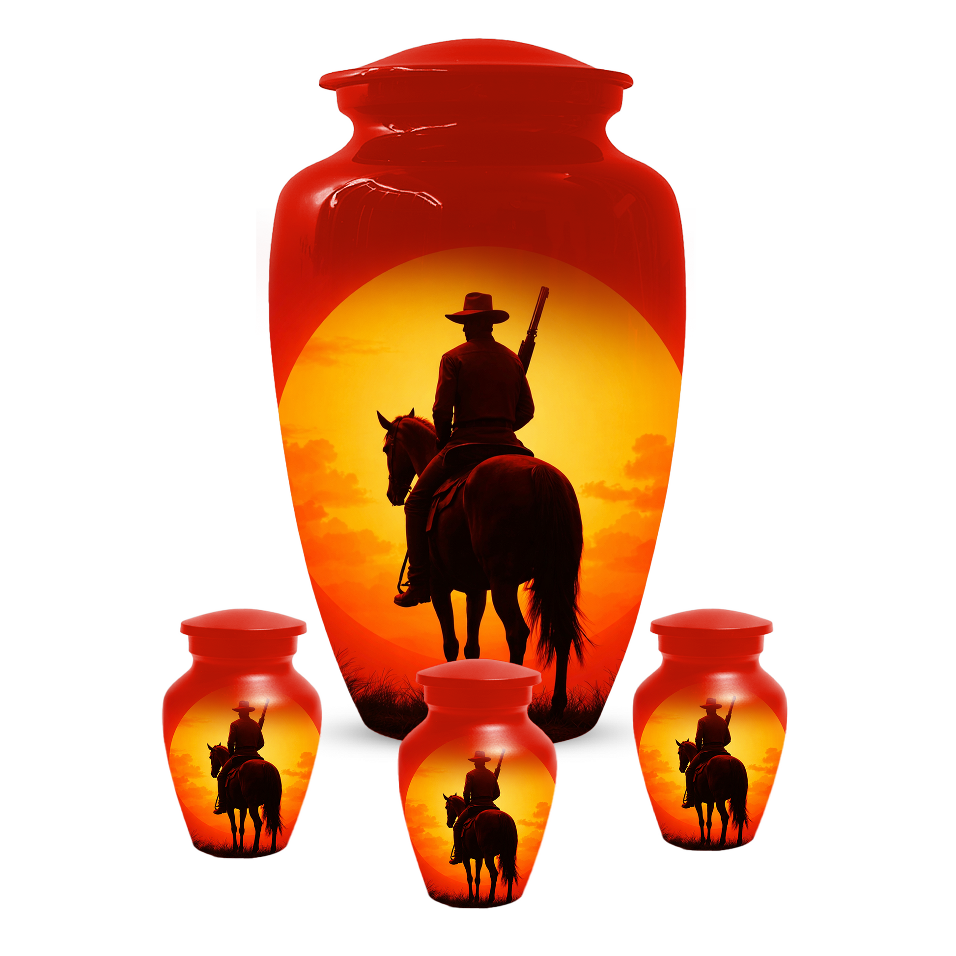 Cowboy Urn for Ashes | Western Horse Cremation Urn for Dad | Custom Funeral Cremation Urn for Men