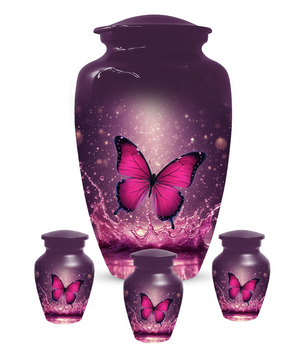 Personalized Pink Butterfly Cremation Urn for Ashes | Memorial Urn for Mom