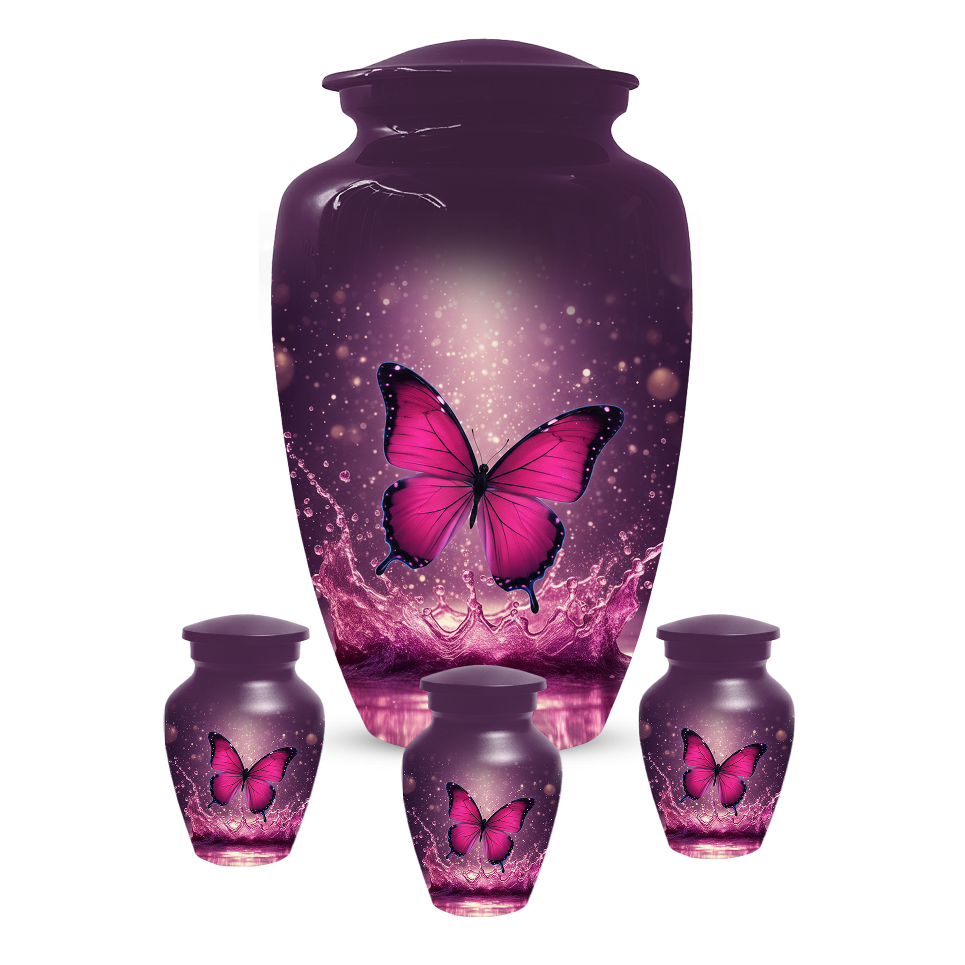 Personalized Pink Butterfly Cremation Urn for Ashes | Memorial Urn for Mom