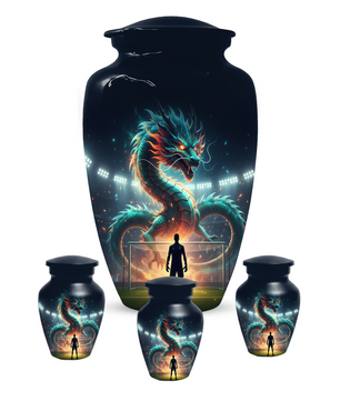 Dragon Soccer Urn for Human Ashes, Personalized Cremation Urn for Dad