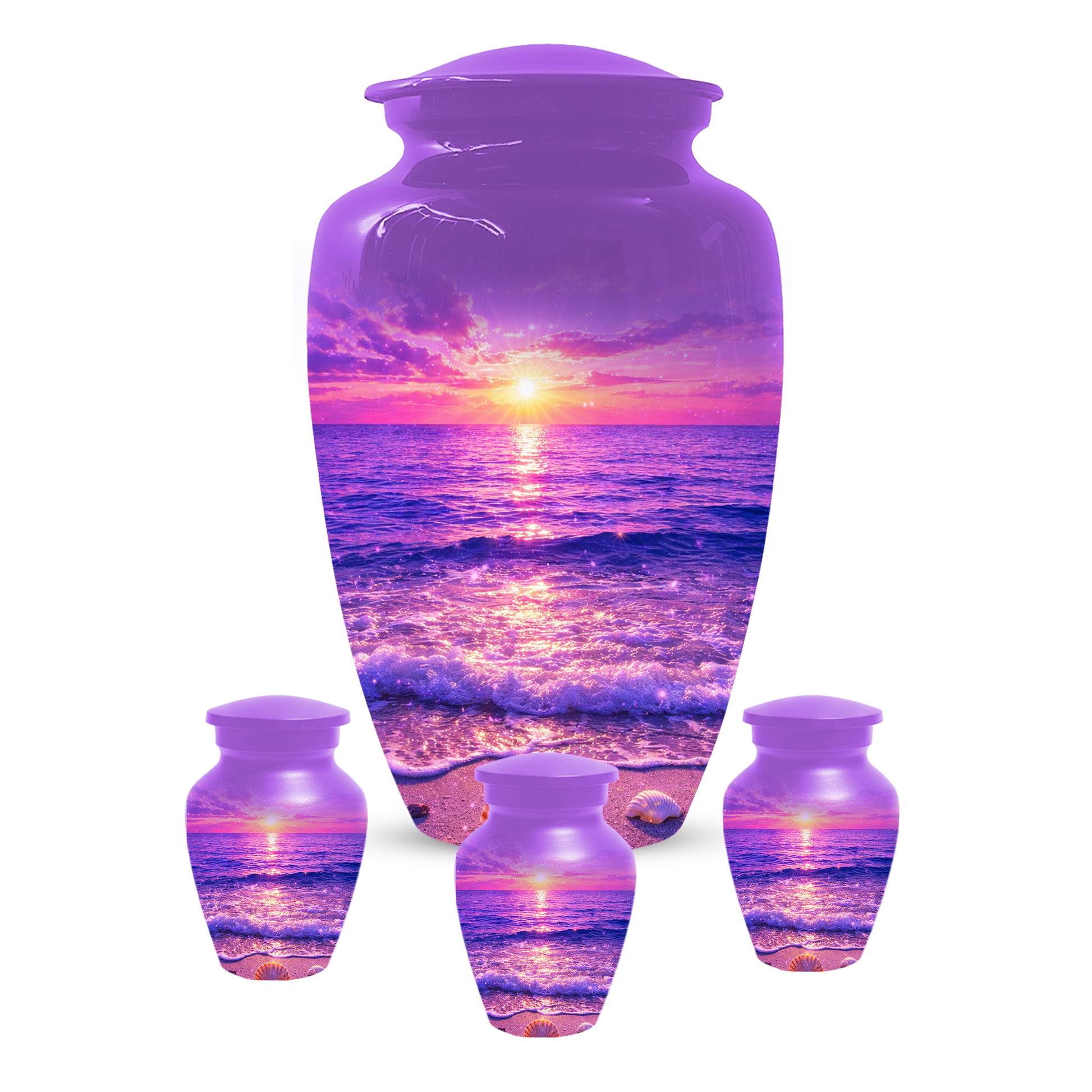 Personalized Ocean Sunset Cremation Urn | Adult, Large, Mini & Keepsake Urn for Human Ashes