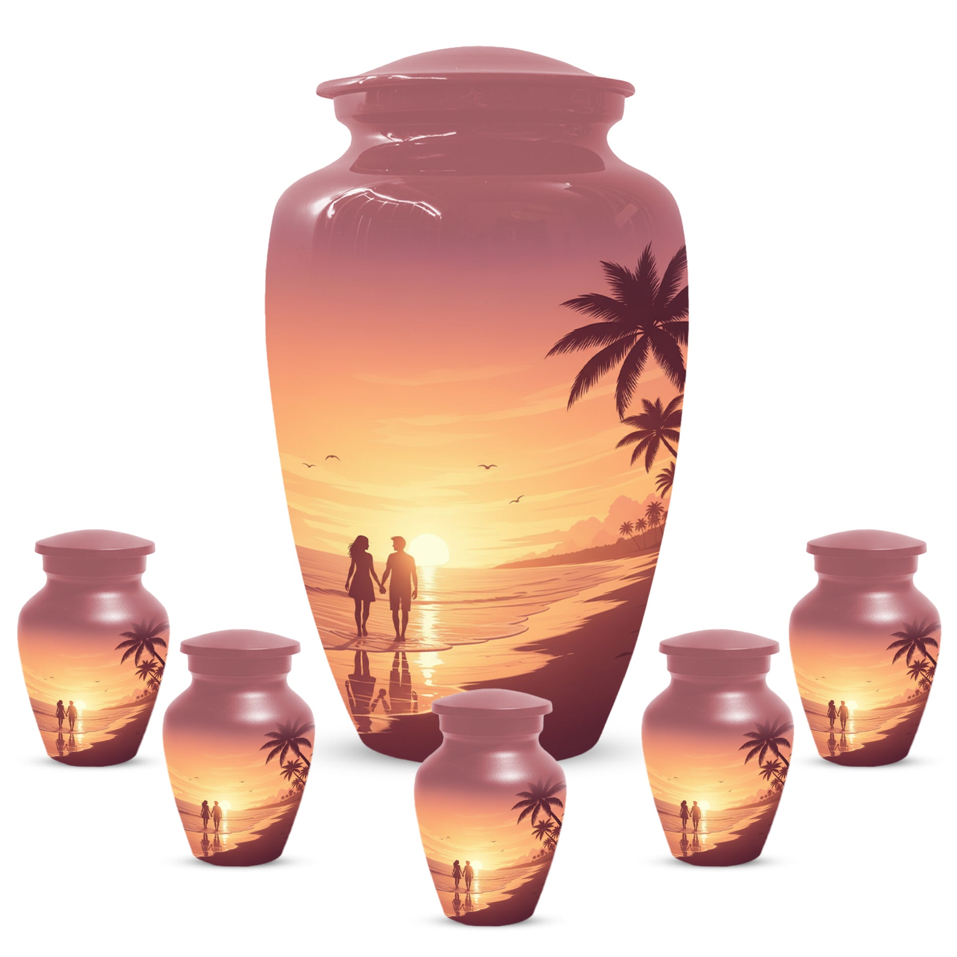 Beach Sunset Cremation Urn for Human Ashes | Personalized Adult Urn, Ocean Theme Urn & Beach Keepsake Urn