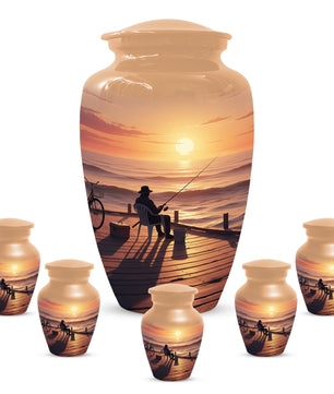 Beautiful Fishing Urn for Dad | Gone Fishing Cremation Urn for Adult & Male Ashes