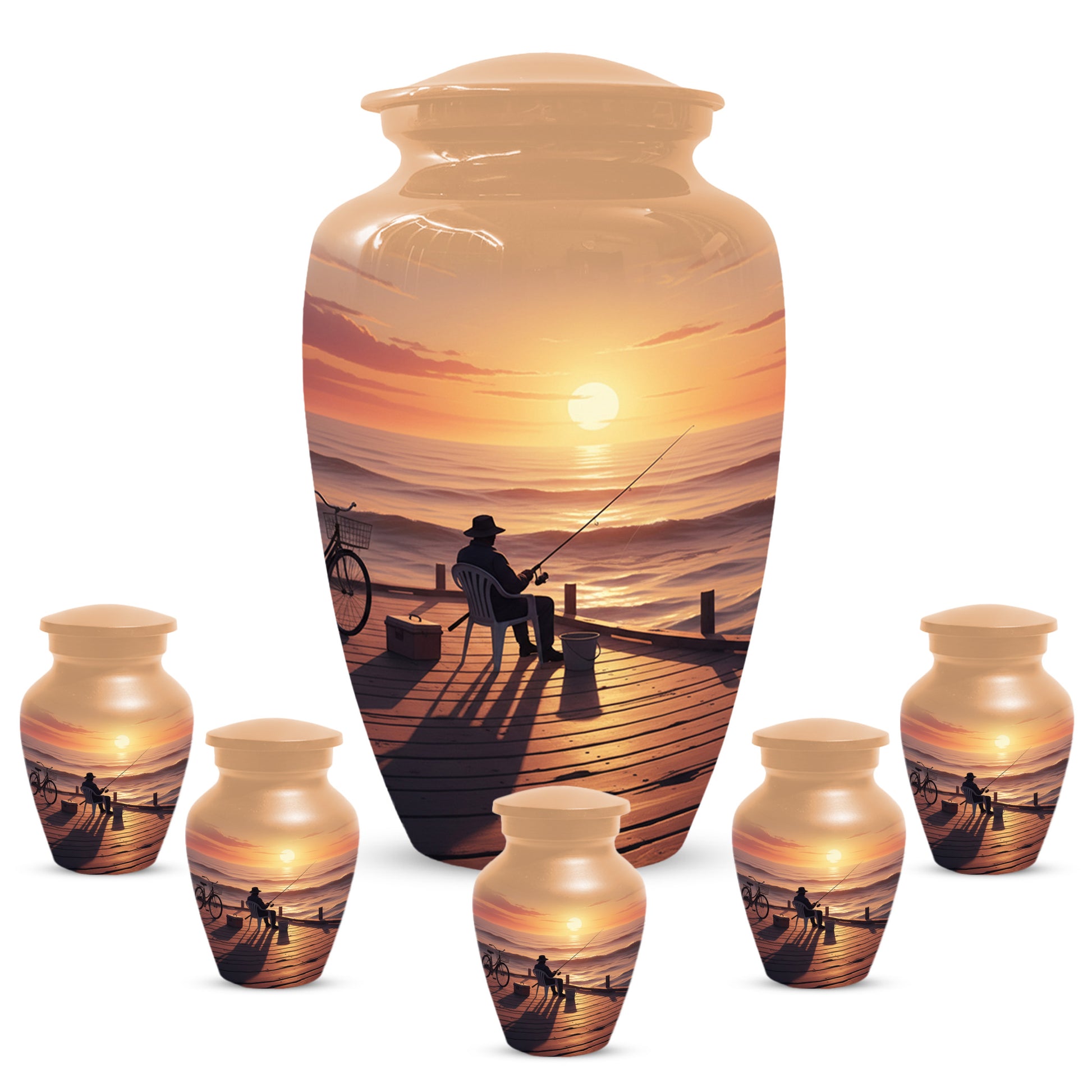 Beautiful Fishing Urn for Dad | Gone Fishing Cremation Urn for Adult & Male Ashes