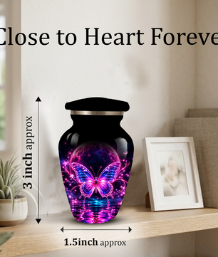 Personalized Butterfly Cremation Urn for Ashes, Pink Purple Galaxy Butterfly Adult Urn, Custom Memorial Urn