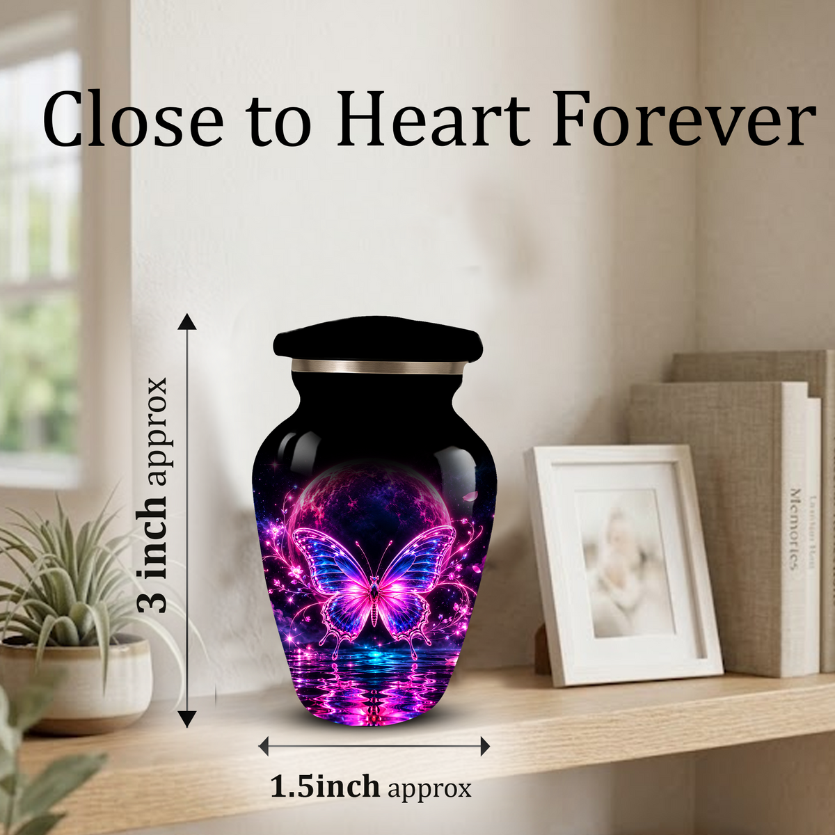 Personalized Butterfly Cremation Urn for Ashes, Pink Purple Galaxy Butterfly Adult Urn, Custom Memorial Urn