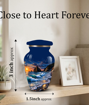 Personalized Adult Cremation Urn for Ashes, Custom Memorial Urn, Ocean Waves and Sunset Design