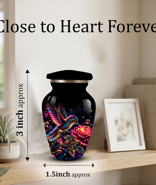 Hummingbird and Rose Cremation Urn for Adult Ashes – Personalized Aluminum Memorial Urn