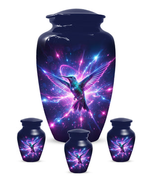 Humming Bird with Blue Urn for Human Ashes | Blue Hummingbird Adult Cremation Urn