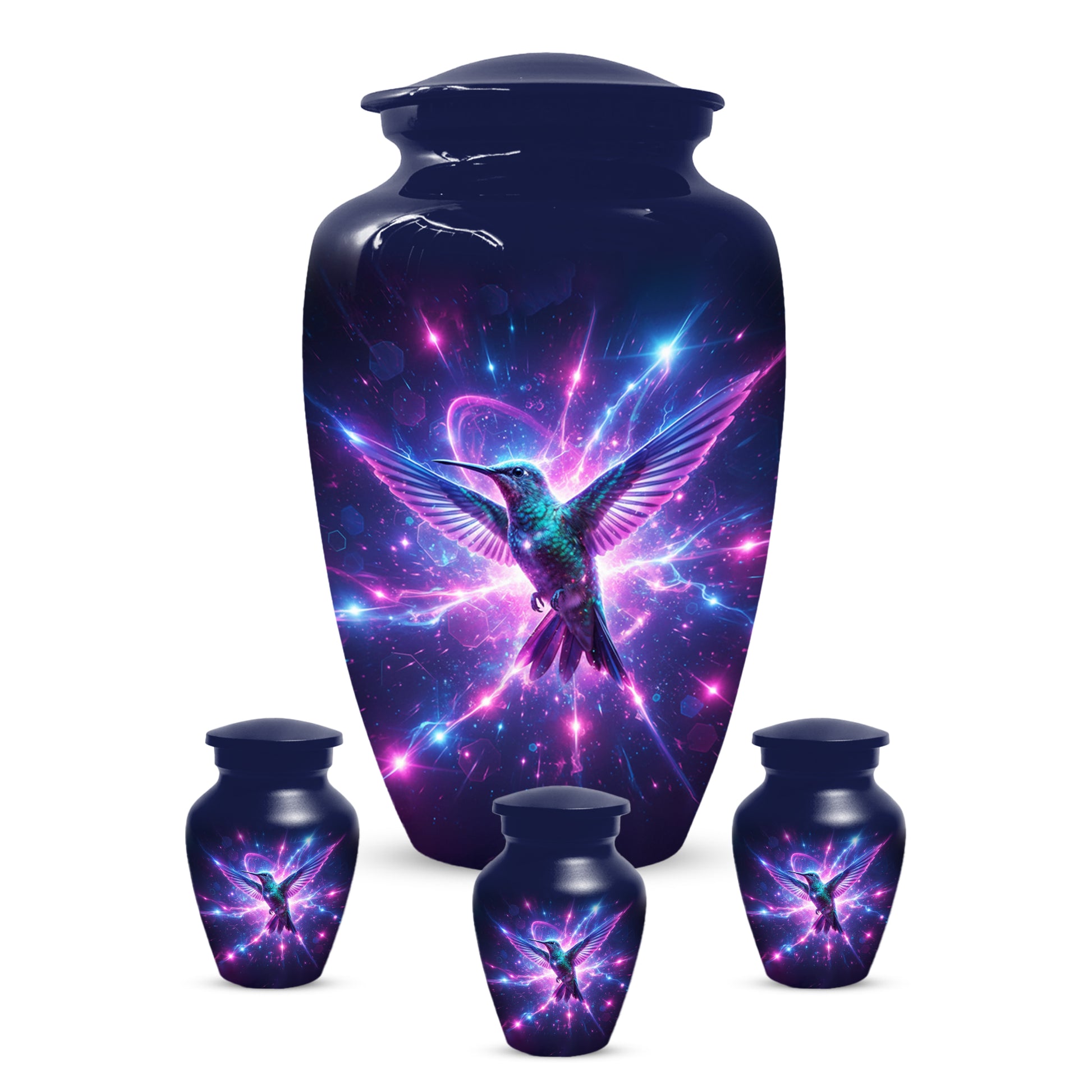 Humming Bird with Blue Urn for Human Ashes | Blue Hummingbird Adult Cremation Urn
