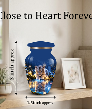 Personalized Adult Cremation Urn for Ashes, White Tiger Cub Memorial Urn, Custom Animal Urn