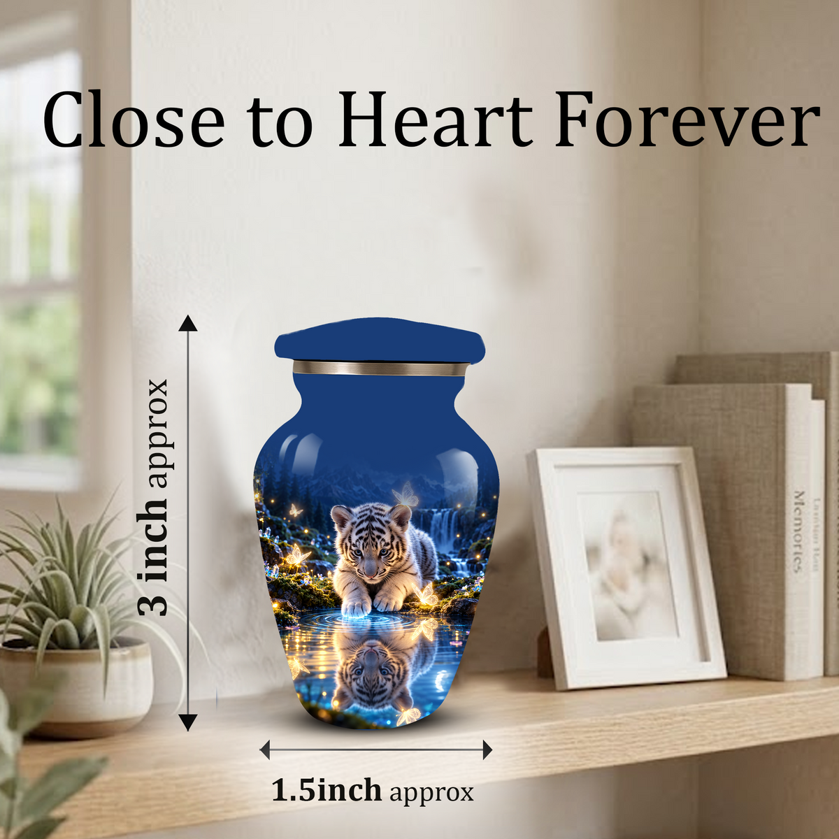 Personalized Adult Cremation Urn for Ashes, White Tiger Cub Memorial Urn, Custom Animal Urn