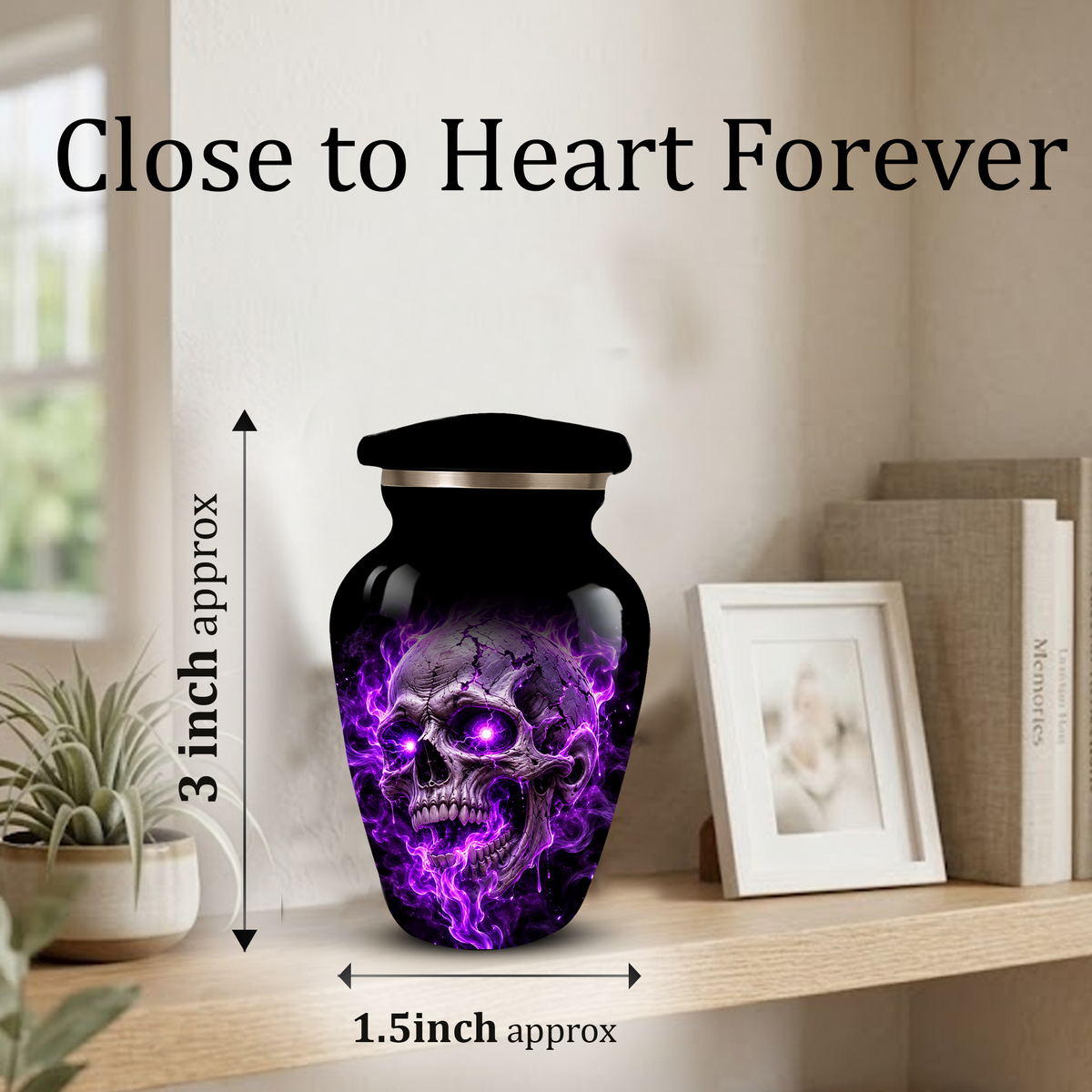 Adult Cremation Urn – Purple Skull & Flames Memorial Urn for Adult Ashes