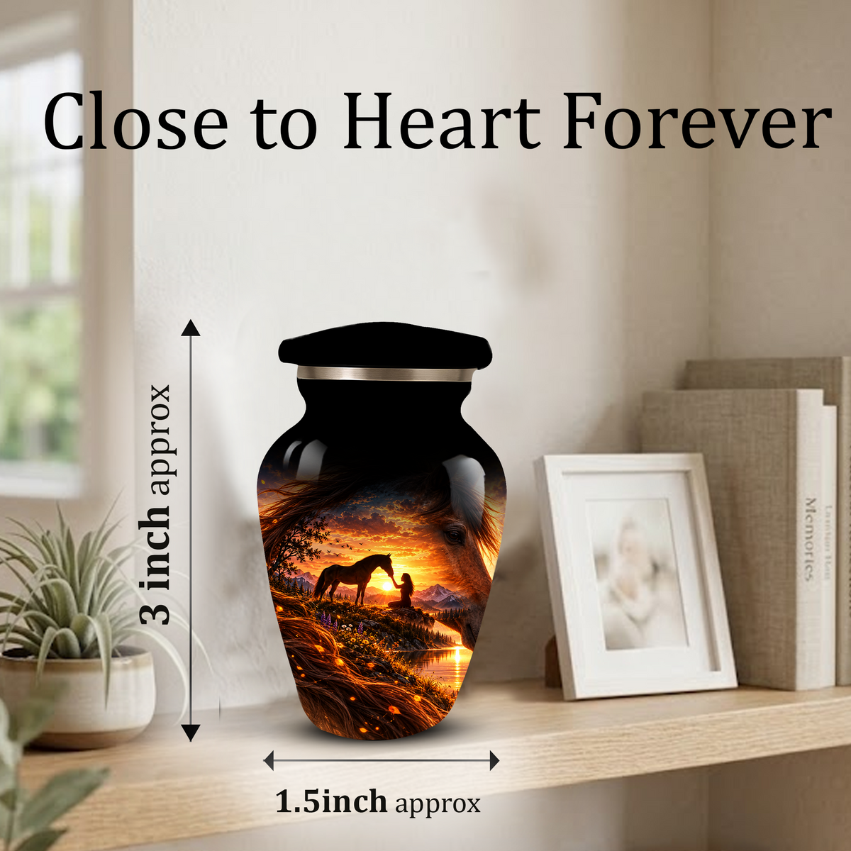 Personalized Adult Cremation Urn for Ashes, Custom Memorial Urn, Horse Sunset Artwork, Adult Urn
